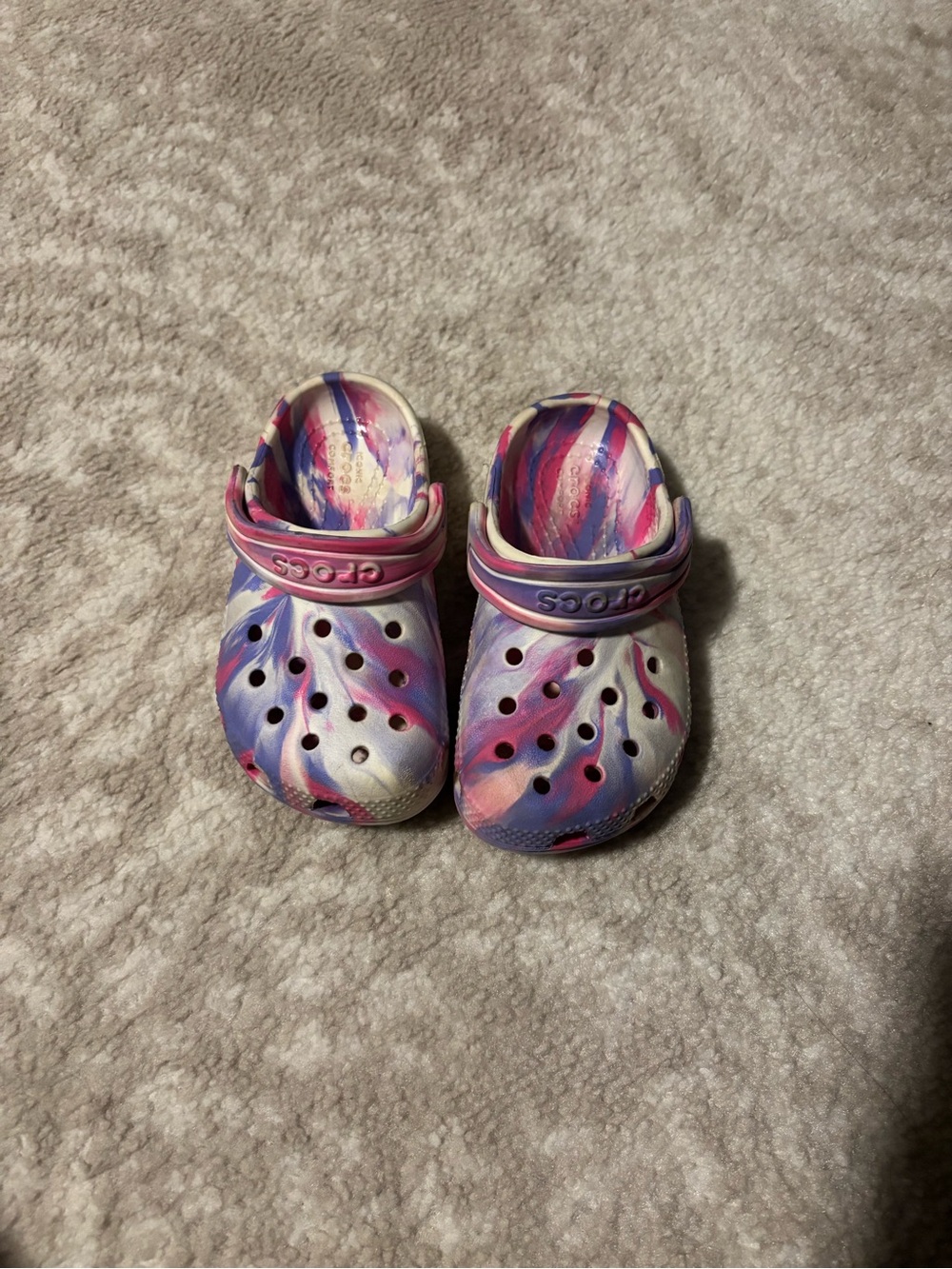CROCS Clog - Toddler Kid Unisex Girl - Marble Style Pink Purple Size 8 C - Picture 3 of 13